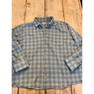 Peter Millar Mens XXL Blue Yellow Plaid Button Down Shirt Cotton MS21W81CFL